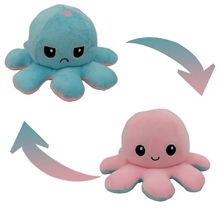 Flip The Plush Octopus Toy, En plyschleksak Dubbelsidiga uttryck2 Blue Pink