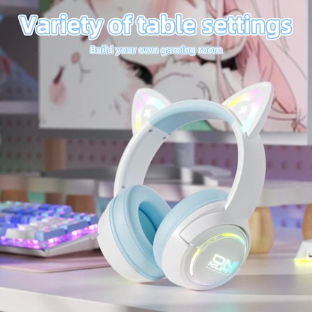 ONIKUMA 2025 NY Tri-mode Gaming Cat Headset RGB-belysning 2.4G Trådlöst Gaming PC Trådbundet Skrivbord med Headset Ultralång Livslängd
