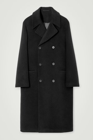 COS Herren Double-Breasted Wool Overcoat - Schwarz