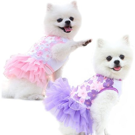 Hunde kjoler til små hunde sommer sød Tutu prinsesse kjole kæledyr skørt beklædning hvalp tøj kostume fersken blomst kat kjole outfits 2-pakke (lille/
