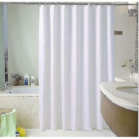Enfärgat tyg Duschdraperi - Vit 180 X 220 Cm - Extra Lång -HG
