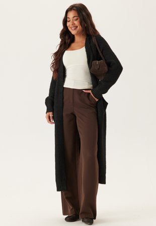 Object Collectors Item - Objmilu Ls Lo Long Knit Cardig - Black - Kläder - - Bubbleroom