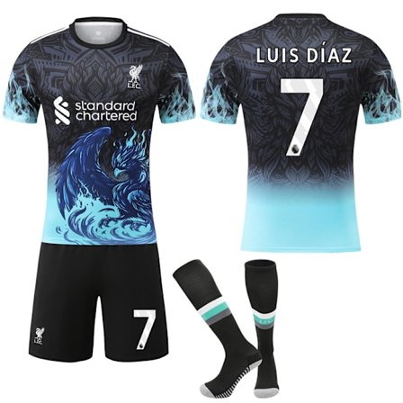 2025-2026 Liverpool Special Anniversary Edition Blå Fodboldtrøje med Strømper No.7 LUIS DIAZ-XF10- No.7 LUIS DIAZ 28