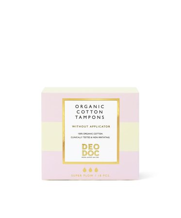 DeoDoc Organic Cotton Tampons Without Applicator Super flow/ 18 stk., Medicin & Pleje, Bind & Indlæg, Tamponer
