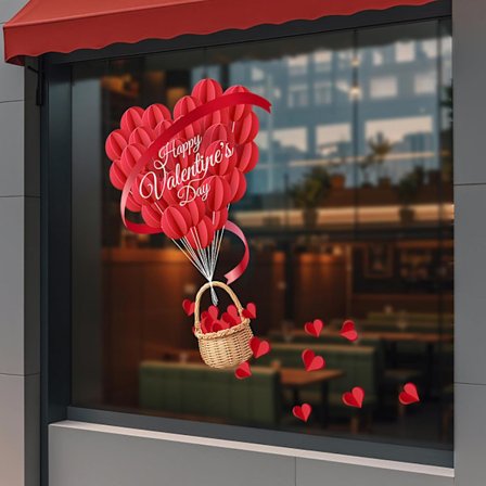 1 Ark Alla Hjärtans Dag Fönsterdekoration Alla Hjärtans Dag Fönster Glasdekoration 3D Rött Kärlekshjärta Fönsterdekaler Alla Hjärtans Dag 