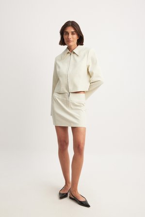 The Hanna Schönberg Edit - Miniskjørt med vevd midjebånd-detaljer - Kontorklær - Beige - EU 36