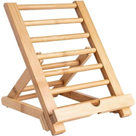 Bambutabletti ja matkapuhelinteline työpöydälle, iPhonelle, iPadille, tableteille ja kaikille puhelimille (koko L)