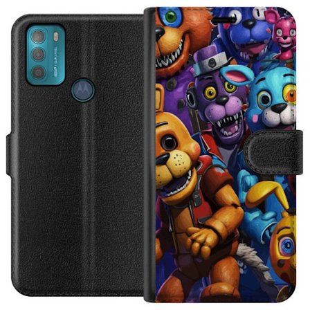 Kompatibelt Plånboksfodral till Motorola Motorola Moto G50 Färgstarka animatroniska figurer inspirerade av Five Nights at Freddy’s, intensiv blick