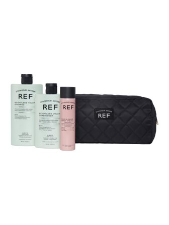 REF Stockholm Sweden Care Products Set cont.: Weightless Volume Shampoo 285 ml (GH 1374169) + Conditioner 245 ml (GH 1374229) + Hold and Shine 