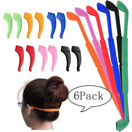 6-pak Halkfria Glasögonband til Børn/Voksne med 6 Par Ørekroge, Sikkerhedsbrilleholder til Sport, Mænd, Kvinder, Øjenbeskyttelse -6