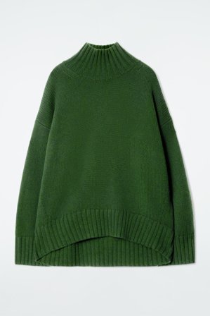 COS Frauen Grobstrickpullover Aus Kaschmir Mit Rollkragen in Grün