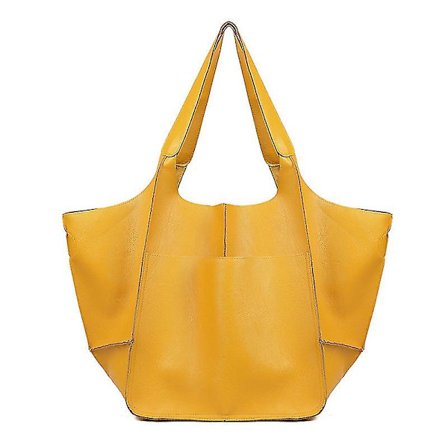 Stor Tote Handväska, Pu Läder Tote Axelväskor Handväska Crossbody Oversized Väska(Gul)