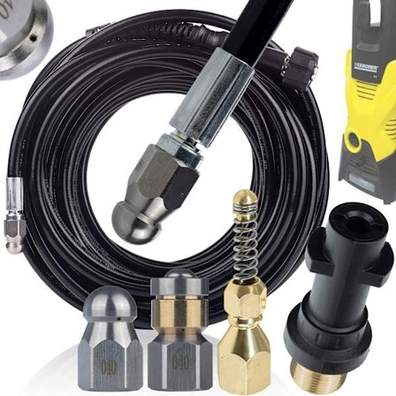 JetClean Pro M22-Karcher 3-in-1 – Viemärin Puhdistussarja 20m | 3 Suutinta | Adapteri Bayonet | Yhteensopiva Karcher K2-K7 kanssa