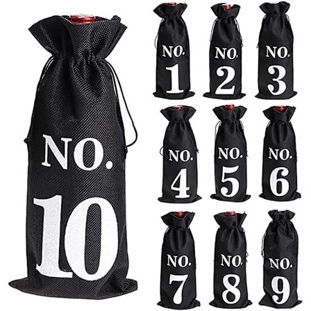 1 til 10 Jutevinposer Blindsmagning Snøre Snøre Snøre Lomme vinflaskeærmer