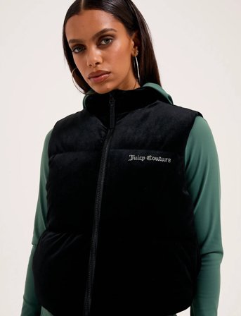 Juicy Couture Lightening Velour Gilet - Black - XS