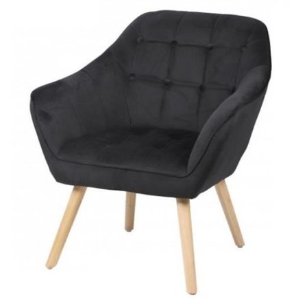 Tuoli - UL - NORTH - Sametti - Musta - Skandinaavinen - Moderni