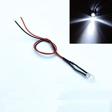 10 stk Pre-kablet LED LED-lysdioder HVIT 5MM 5MM