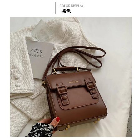 Elegant Damväska i enfärgad design Ny Högkvalitativ PU Läder Handväska Dam Designer Vintage Axelväska~08029