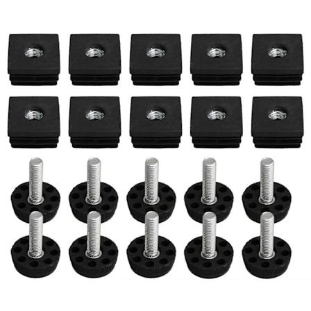 10 Stk. Justerbar M8 Gjenge Møbelfot 3x3cm Firkantet Bordben Pluggende