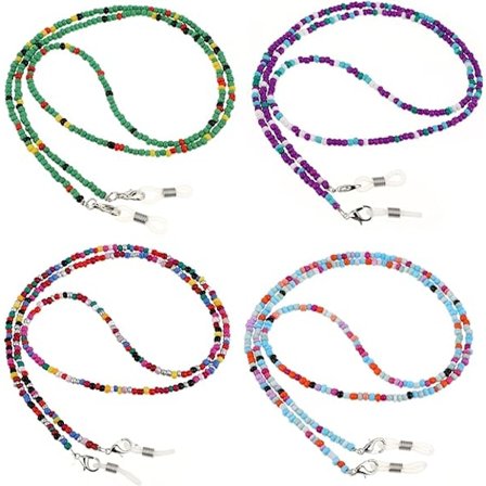 4 st pärlade glasögonkedjor, halsband glasögonhållare runt halsen, glasögonrem för solglasögontillbehör