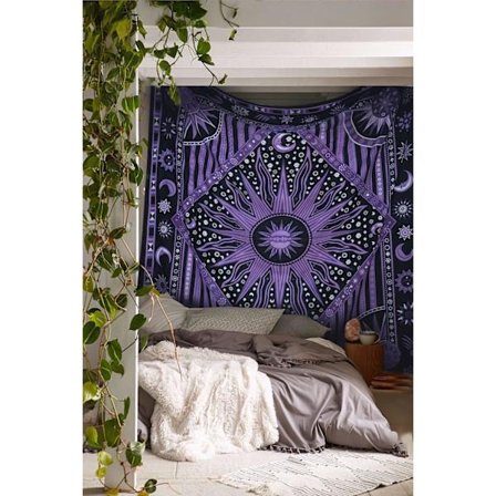 Pop Purple Burning Sun Tapestry Celestial Sun Moon Tapestry Hippi