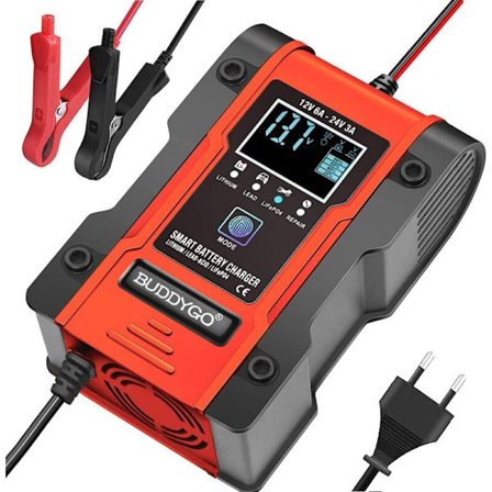 12V 6A - 24V 3A billader for bilbatteri, multifunksjonell smartlader, helautomatisk billader for biler, motorsykler, brukt til å lade batt