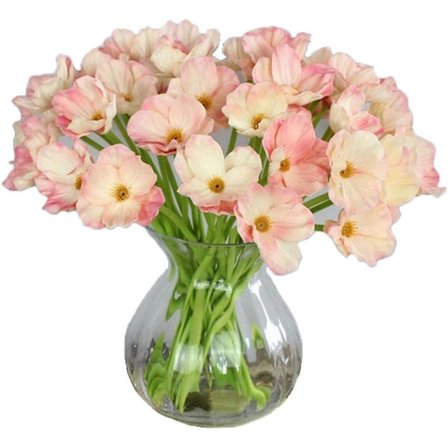 10 stk kunstige valmueblomster Kunstige blomster til bryllup Høytids brudebukett Hjemmefestdekor (rosa)