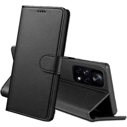 Hus Etui Pung - Phonillico - Xiaomi Redmi Note 11/11S - Sort - Læderlook - Kortopbevaring