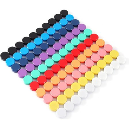 Magneter, 100-pak stærke magneter, små runde farverige dekorative magneter til køleskab, whiteboard, skole, kontor (10 farver)