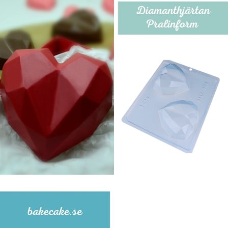 Pralinform Diamant Hjärta 200g Chokladform - BWB 9837 - Special 3 Part Mold
