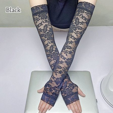 Lange blondehandsker Armærmer SORT