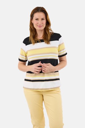 BRANDTEX - Kortærmet T-shirt - Gul Mix - Stribet
