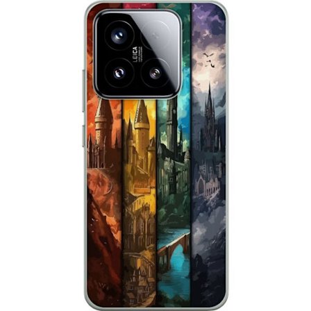 Kompatibel Mobilcover til Xiaomi Xiaomi 15 Fire magiske slotte i forskellige elementfarver, episk fantasykunst med ild vand luft og mørke i detaljeri