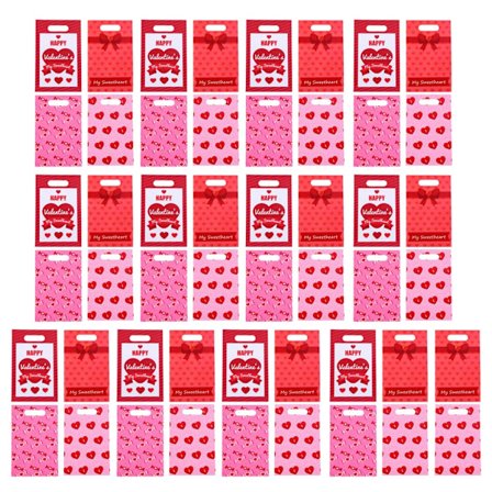 Förpackning med 50 st Alla hjärtans dag presentpåsar Godis Kex Platt Ficka OPP Handväskor