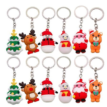 12 stk. Ringe Jule Nøglering Julefest Pose Fyld Julegaver