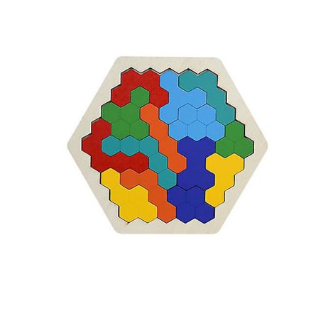 Trähexagon Pussel Logik IQ-spel för barn