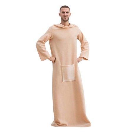 Filt med Ärmar och Ficka - Beige