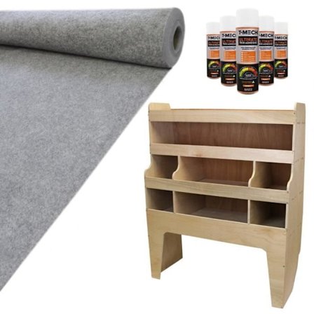 Indvendig Indlæg - MONSTERSHOP - VW Transporter - Mørkegrå Filtre - MDF Opbevaring - 11m²