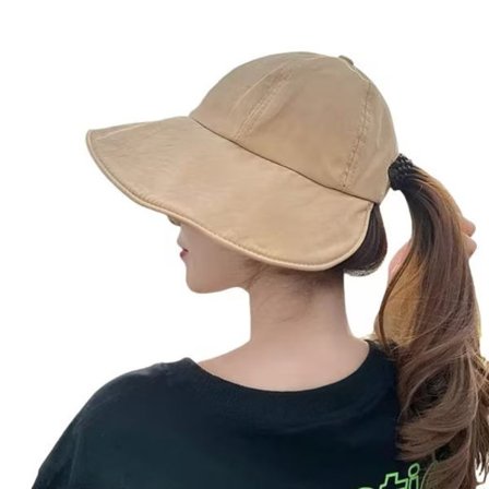 Foldbar Sommerhat til Damer, Dame Solhat med Bred Skygge, Hestehaledesign, UV-beskyttelse