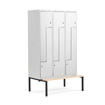 Z-Spind CLASSIC, 3 Module/6 Türen, 2120 x 1200 x 550 mm, grau