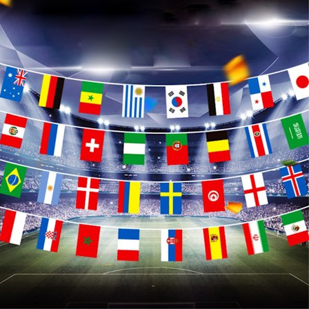 2018 FIFA World Cup Russia Soccer Top 32 String Flag Banners, Size: 20 x 30cm