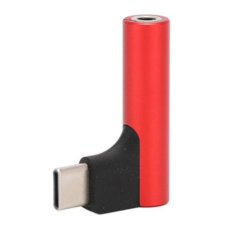 USB C til 3,5 mm Lyd Hovedtelefon Jack Adapter Type C Aux DAC Stereo Mic HiFi Retvinklet Dongle til Øretelefon Rød