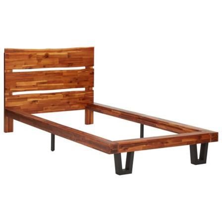 Vidaxl Sängram Med Levande Kant Massivt Akaciaträ 90 Cm Brun