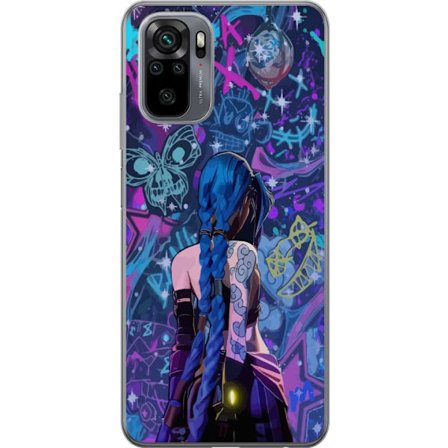 Kompatibel Mobilcover til Xiaomi Xiaomi Redmi Note 10 Farverig graffitiillustration med en blåhåret karakter i urbant neonstil og kreativt kaos