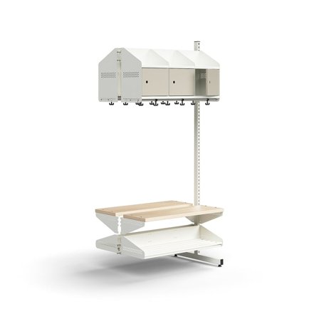 Cloakroom unit ENTRY, add-on floor unit, 6 metal doors, 1800x900x600 mm, white/grey