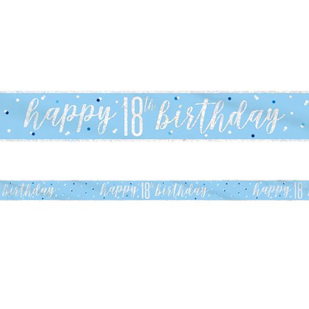 Happy 18th Birthday Banderoll Blå & Silver