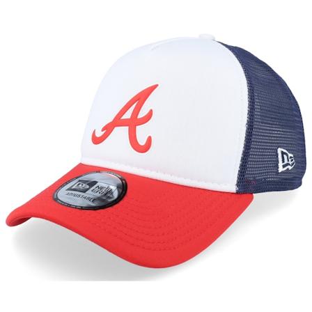 New Era - MLB White trucker Caps - Atlanta Braves MLB Logo White/Scarlet/Navy A-Frame Trucker @ Hatstore