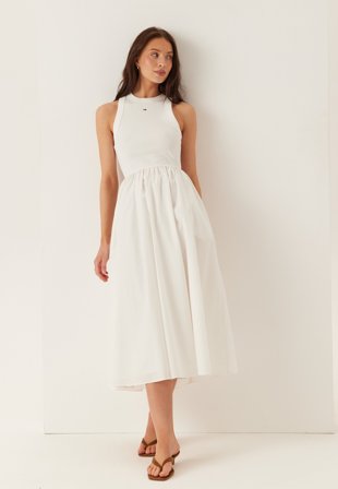 TOMMY JEANS - Tjw Rib Poplin Tank Dress Ext - YBL Ecru