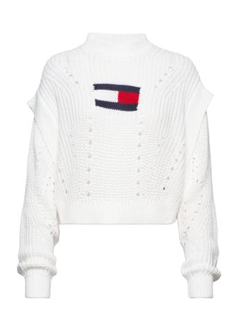 Tjw Ovrszd Flag Stitch Sweater Villapaita Valkoinen Tommy Jeans
