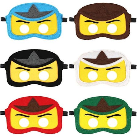 Filtmasker för barn, 6-pack Samurai-ögonmasker, Födelsedagskalas-påsar för barn, Maskerad för barnkalas, Halvmask (FMY)